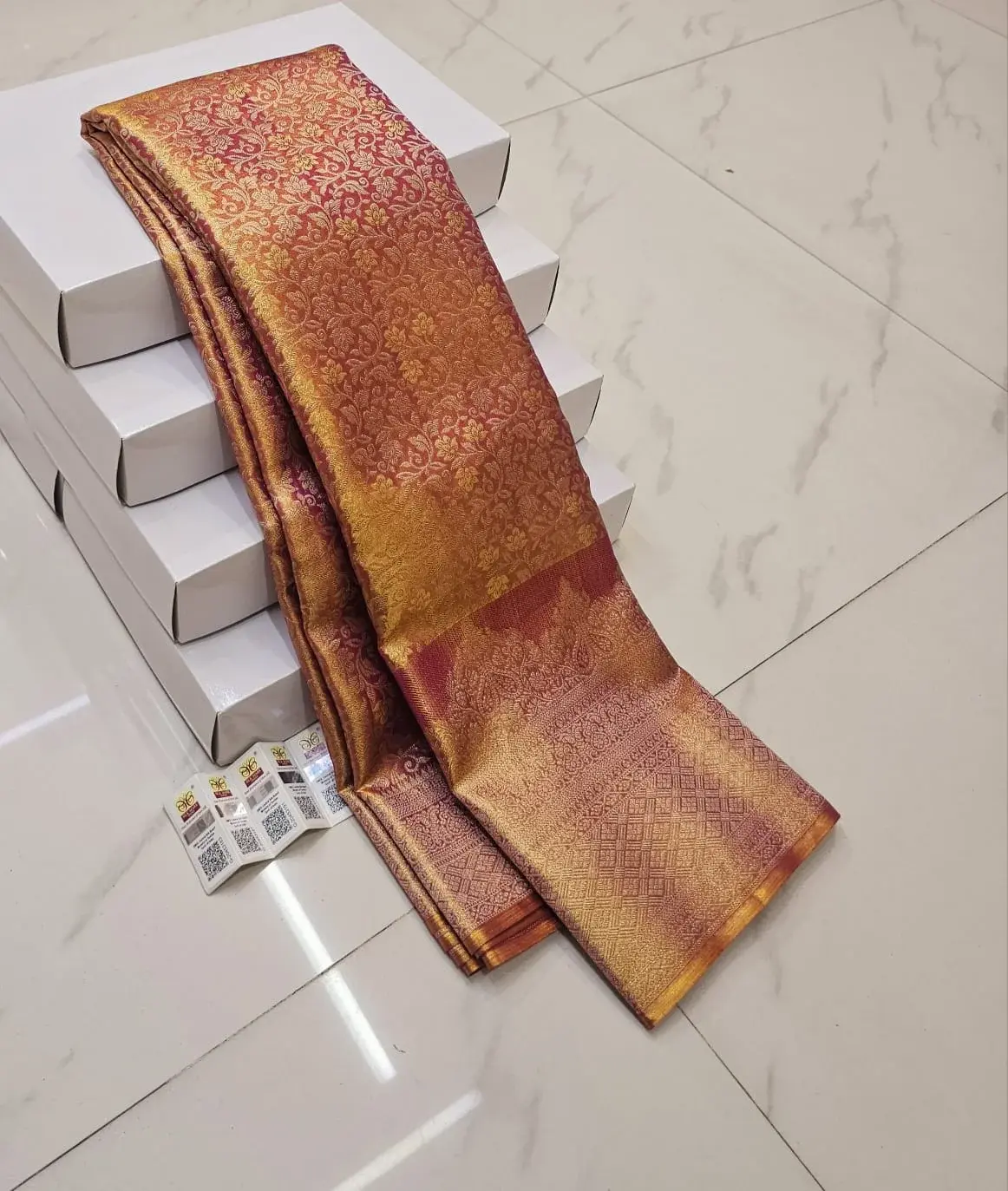 Deep Maroon Red Kanchipuram Handloom Bridal Silk Saree